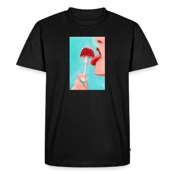 Pop Art aux champignons - T-shirt Premium bio Homme - noir - Devant - Nico (187cm)