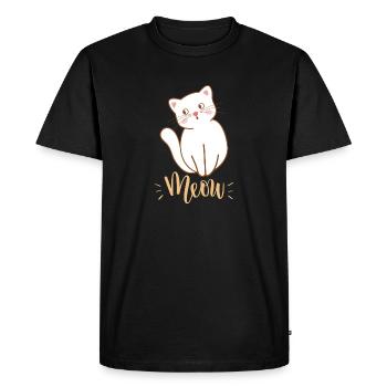 Mignon Kawaii drôle de chat disant miaulement - T-shirt Premium bio Homme - noir - Devant - Nico (187cm)
