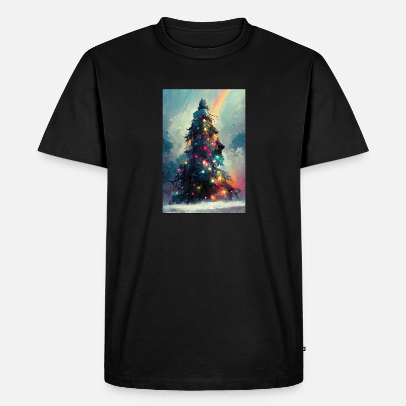 Lebendiger Weihnachtsbaum - Männer Premium Bio T-Shirt - Schwarz
