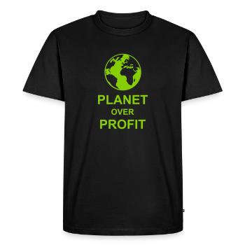 planet over profit quote - Men's Premium Organic T-Shirt - black - Front - Nico (187cm)