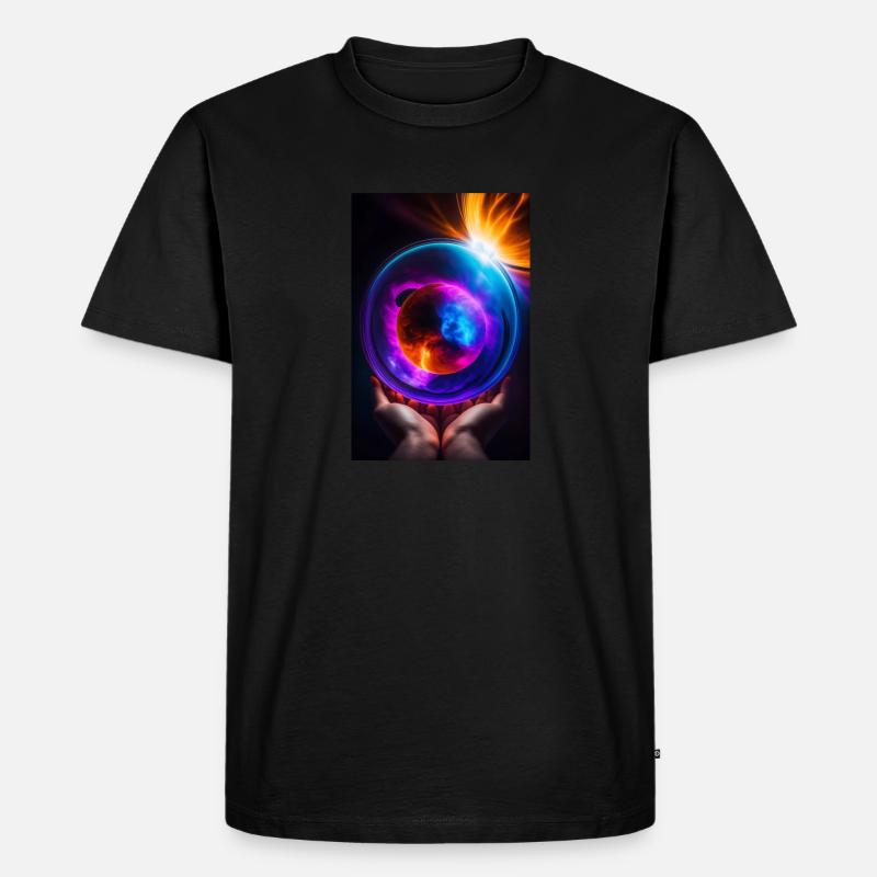 Lichtkugel auf Händen - Männer Premium Bio T-Shirt - Schwarz