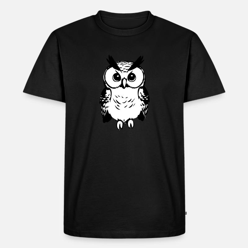 Süße Eule - Männer Premium Bio T-Shirt - Schwarz
