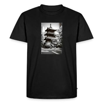 Paysage de Tokyo - T-shirt Premium bio Homme - noir - Devant - Nico (187cm)