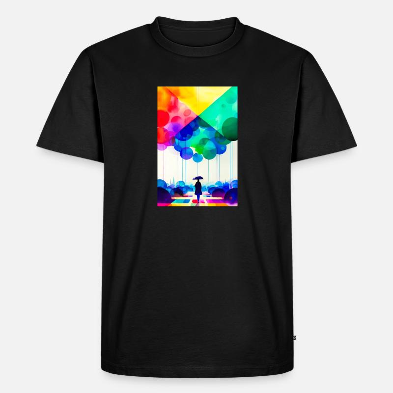 Regenbogen Regen - Männer Premium Bio T-Shirt - Schwarz