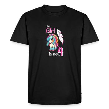 Unicorn Birthday 4 years - Men's Premium Organic T-Shirt - black - Front - Nico (187cm)