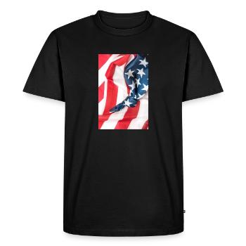 American flag with knot - Men's Premium Organic T-Shirt - black - Front - Nico (187cm)