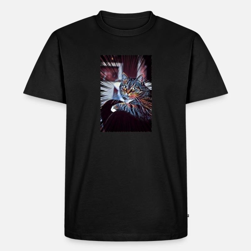Süße Katze Comic - Männer Premium Bio T-Shirt - Schwarz
