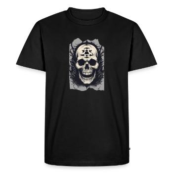 Sourire épouvantable effrayant Halloween sombre crâne Art - T-shirt Premium bio Homme - noir - Devant - Nico (187cm)