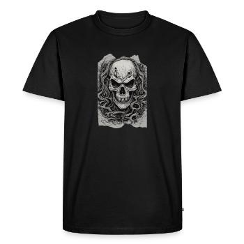 Sinister Roots Unleashed Skull Undead Heavy Metal - Men's Premium Organic T-Shirt - black - Front - Nico (187cm)