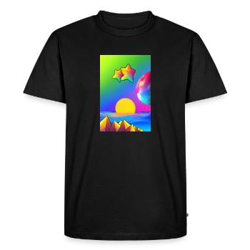 Paysage arc-en-ciel - T-shirt Premium bio Homme - noir - Devant - Nico (187cm)