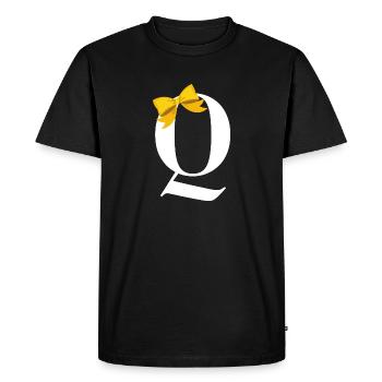 Letter q yellow bow - Men's Premium Organic T-Shirt - black - Front - Nico (187cm)