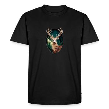 Cerf majestueux - T-shirt Premium bio Homme - noir - Devant - Nico (187cm)