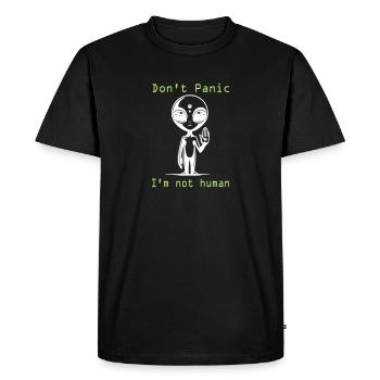 Avertissement extraterrestre : Ne paniquez pas, je ne suis pas humain - T-shirt Premium bio Homme - noir - Devant - Nico (187cm)