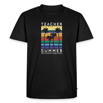 Recharge d’été requise pour les enseignants Vacay Mode Beach - T-shirt Premium bio Homme - noir - Devant - Nico (187cm)
