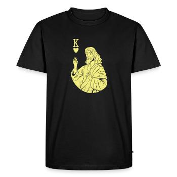 L’équipe Jésus-Christ est le Roi de Cœur Religieux - T-shirt Premium bio Homme - noir - Devant - Nico (187cm)