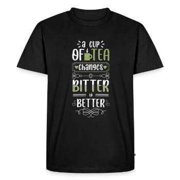Boisson de récupération de la tasse de thé - T-shirt Premium bio Homme - noir - Devant - Nico (187cm)