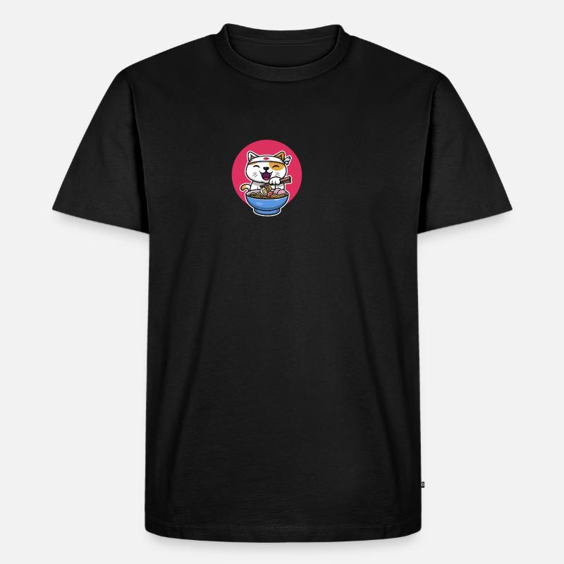 Ramen Cat Design - Männer Premium Bio T-Shirt - Schwarz