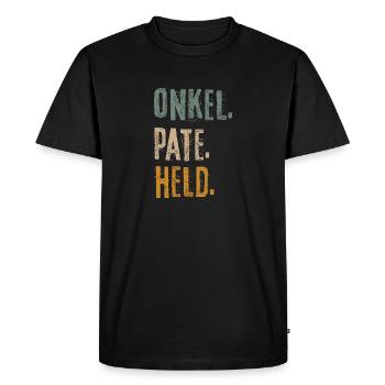 Onkel Pate Held Geschenk für Patenonkel - Männer Premium Bio T-Shirt - Schwarz - Vorne - Nico (187cm)