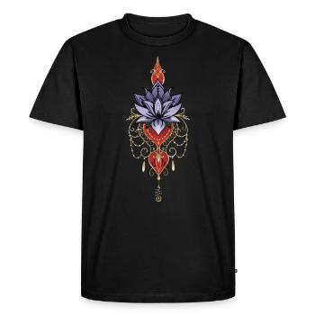 Indigo lotus chakras unalome - T-shirt Premium bio Homme - noir - Devant - Nico (187cm)