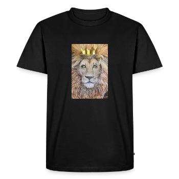 Le roi. Lion avec couronne - T-shirt Premium bio Homme - noir - Devant - Nico (187cm)
