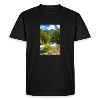 Geiranger panorama Storseterfossen Norvège - T-shirt Premium bio Homme - noir - Devant - Nico (187cm)
