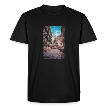 Vintage Eiffel Tower -Paris Painting France Lover - T-shirt Premium bio Homme - noir - Devant - Nico (187cm)