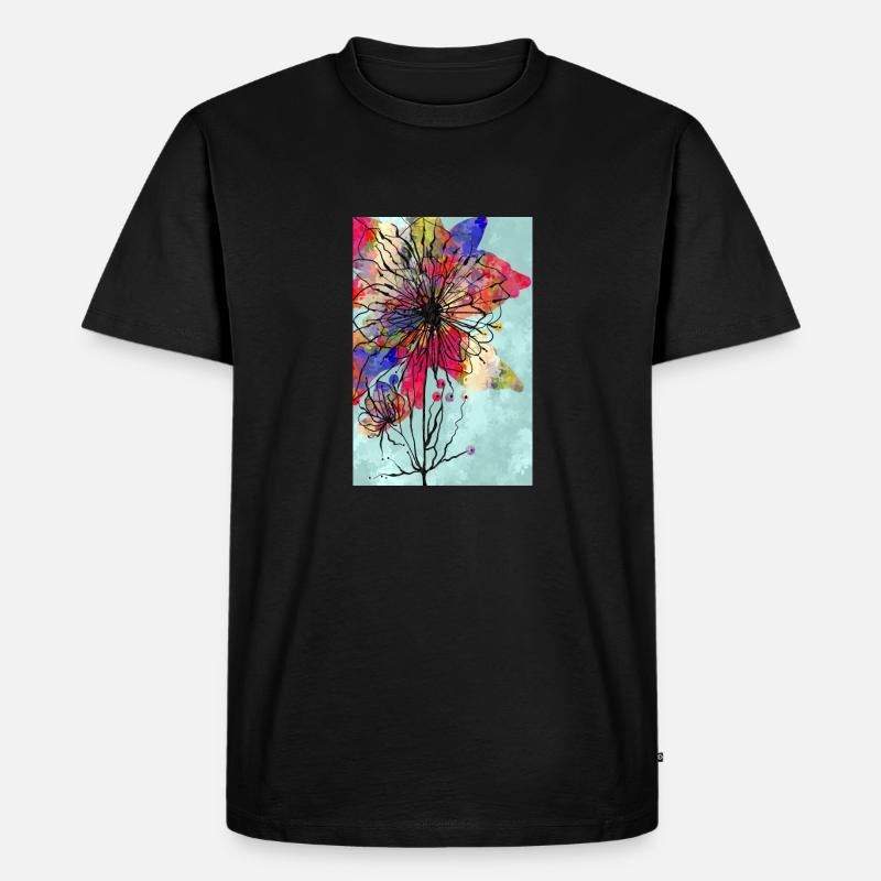 Blumen - Männer Premium Bio T-Shirt - Schwarz