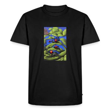 Grenouilles sur plante - T-shirt Premium bio Homme - noir - Devant - Nico (187cm)