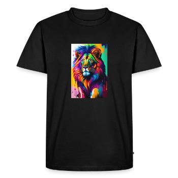 lion coloré - T-shirt Premium bio Homme - noir - Devant - Nico (187cm)