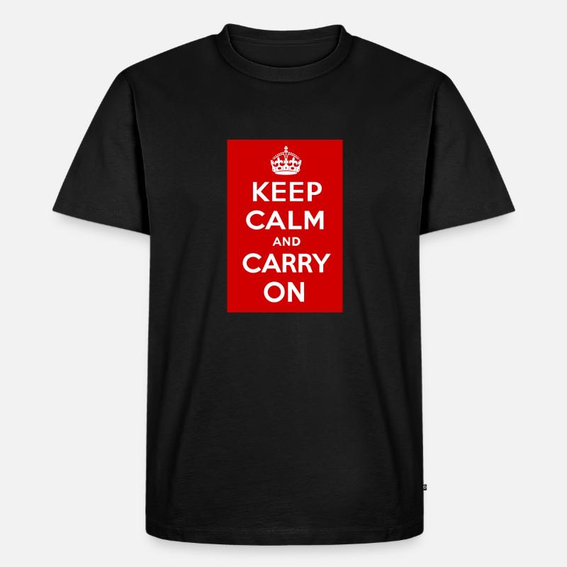 Keep Calm and Carry on - Männer Premium Bio T-Shirt - Schwarz
