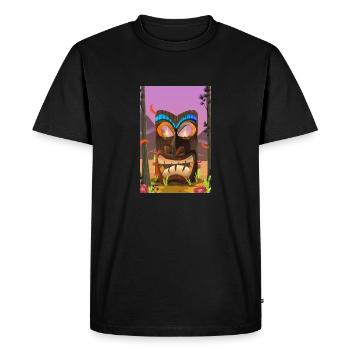 Masque Tiki - T-shirt Premium bio Homme - noir - Devant - Nico (187cm)