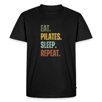 EAT PILATES SLEEP REPEAT - Men's Premium Organic T-Shirt - black - Front - Nico (187cm)