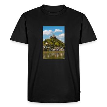 Forteresse de Reichsburg (Reichsburg) Cochem Rhénanie - T-shirt Premium bio Homme - noir - Devant - Nico (187cm)