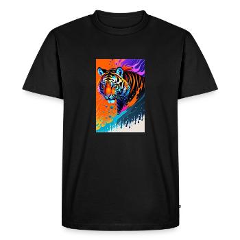 Colorful Art Potrait Tiger 1 - Men's Premium Organic T-Shirt - black - Front - Nico (187cm)