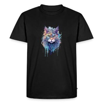 Chat indépendant - T-shirt Premium bio Homme - noir - Devant - Nico (187cm)