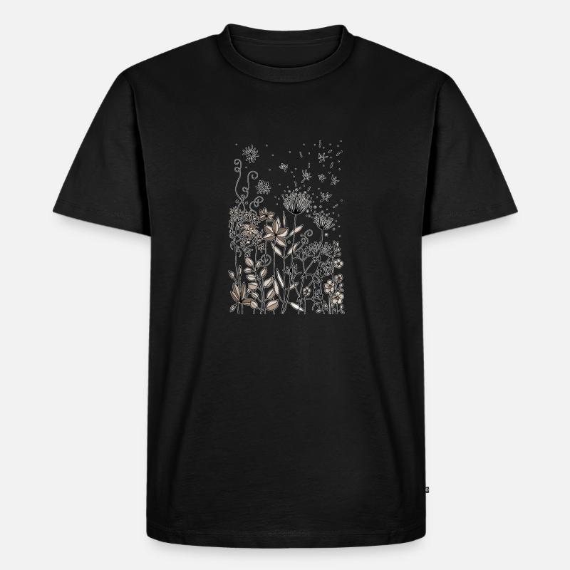 Blumen - Männer Premium Bio T-Shirt - Schwarz