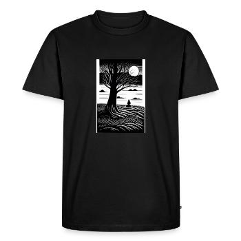 Pleine Lune en noir et blanc - T-shirt Premium bio Homme - noir - Devant - Nico (187cm)
