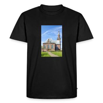 Nouvelle église (Nieuwe Kerk) à Katwijk aan zee - T-shirt Premium bio Homme - noir - Devant - Nico (187cm)