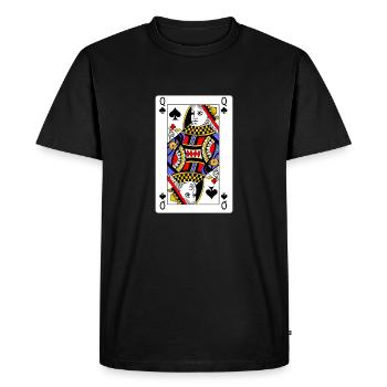 Playing card queen of spades - Men's Premium Organic T-Shirt - black - Front - Nico (187cm)