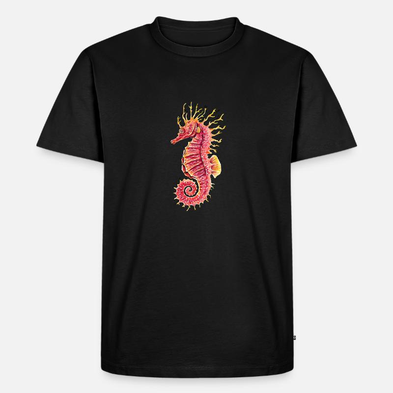 Seepferdchen - Männer Premium Bio T-Shirt - Schwarz