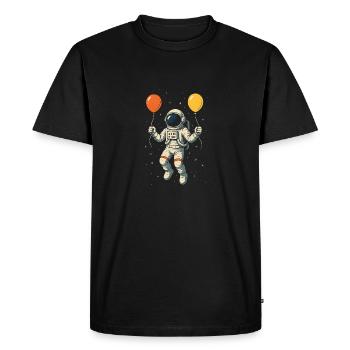 Astronaute avec des ballons colorés - T-shirt Premium bio Homme - noir - Devant - Nico (187cm)