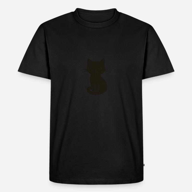 Minimal Cat - Männer Premium Bio T-Shirt - Schwarz