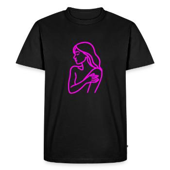 Profil de femme Line Art – Minimaliste - T-shirt Premium bio Homme - noir - Devant - Nico (187cm)