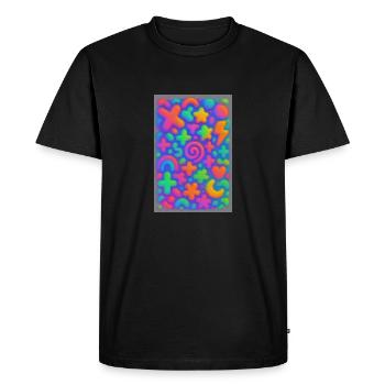 Neon Overload - Explosion de pop art 3D qui se chevauche - T-shirt Premium bio Homme - noir - Devant - Nico (187cm)