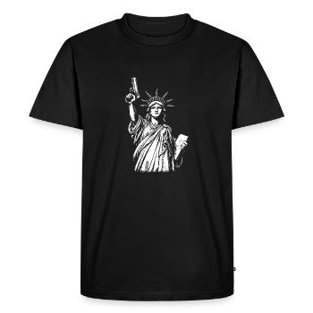 Statue de la Liberté avec un pistolet - T-shirt Premium bio Homme - noir - Devant - Nico (187cm)
