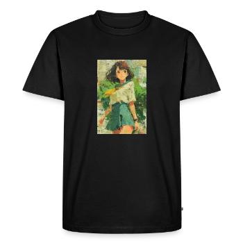 Art de collage de fille d’anime texturé - T-shirt Premium bio Homme - noir - Devant - Nico (187cm)