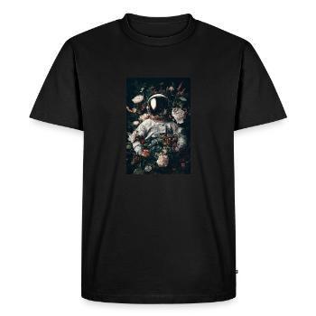 Astronaute en fleurs - T-shirt Premium bio Homme - noir - Devant - Nico (187cm)
