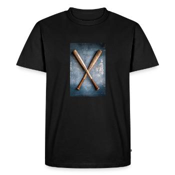 Classic Baseball Bats Crossed - Men's Premium Organic T-Shirt - black - Front - Nico (187cm)