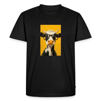 Vache fraîche avec des lunettes - T-shirt Premium bio Homme - noir - Devant - Nico (187cm)