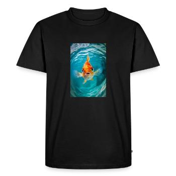Regard curieux de poisson rouge - T-shirt Premium bio Homme - noir - Devant - Nico (187cm)